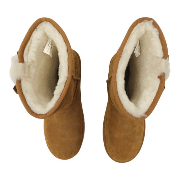 Koolaburra UGG Victoria Short Boots Womens Size 9 Suede Leather Chestnut 1015874 - Picture 9 of 16